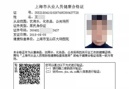 从事人员健康合格证1